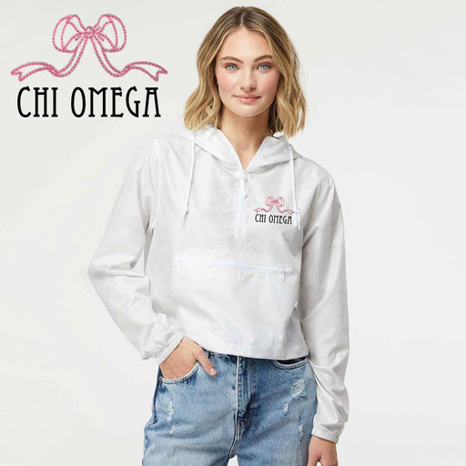 Chi Omega Chi Omega Lightweight Quarter-Zip Pullover Crop Windbreaker