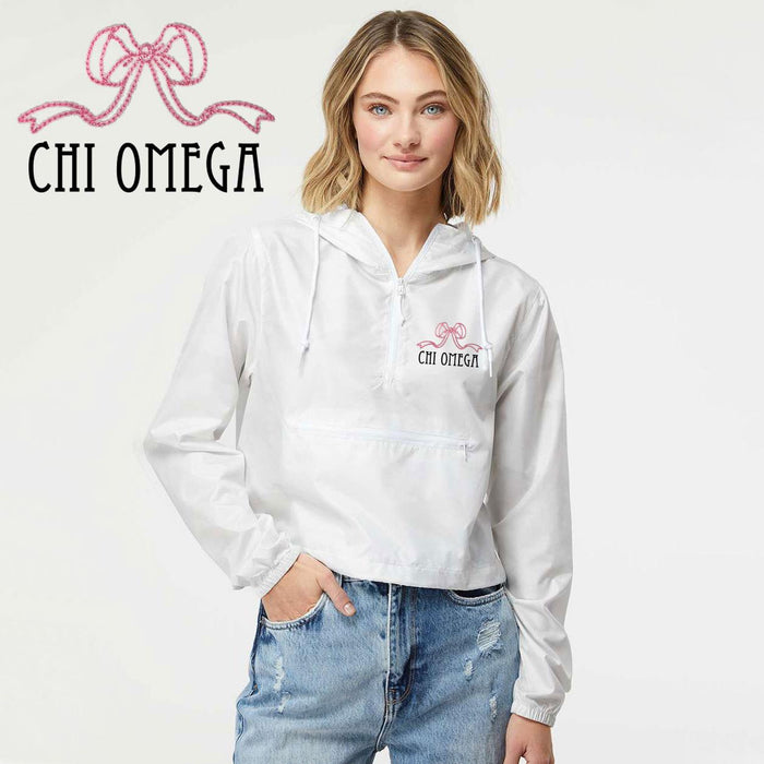 Chi Omega Lightweight Quarter Zip Pullover Crop Windbreaker Chi Omega Lightweight Quarter-Zip Pullover Crop Windbreaker