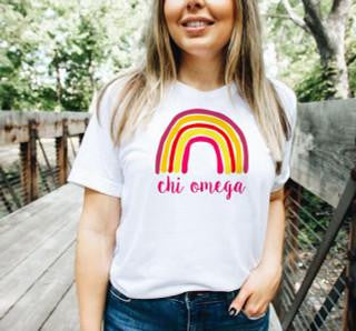 Printify Chi Omega Rainbow Tees Chi Omega Rainbow Tees