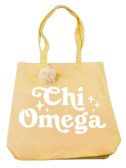 Chi Omega Chi Omega Retro Pom Pom Tote Bag