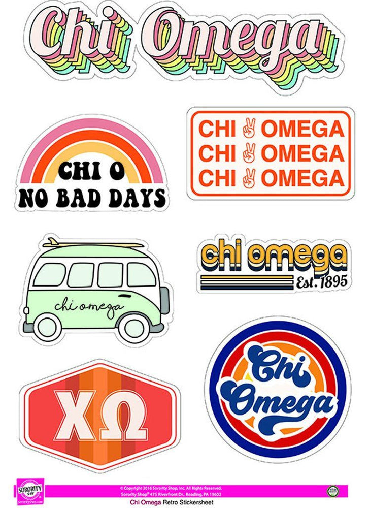 Chi Omega Retro Sticker Sheet Chi Omega Retro Sticker Sheet