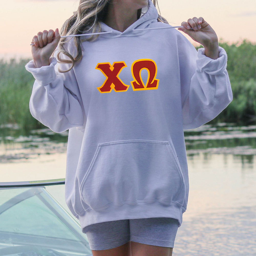 Chi Omega Custom Twill Hooded Sweatshirt Chi Omega Custom Twill Hooded Sweatshirt