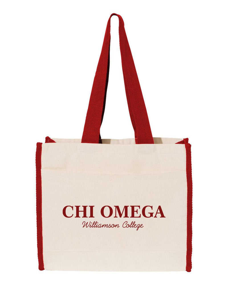 Chi Omega Tote With Contrast Color Handles Chi Omega Tote with Contrast-Color Handles