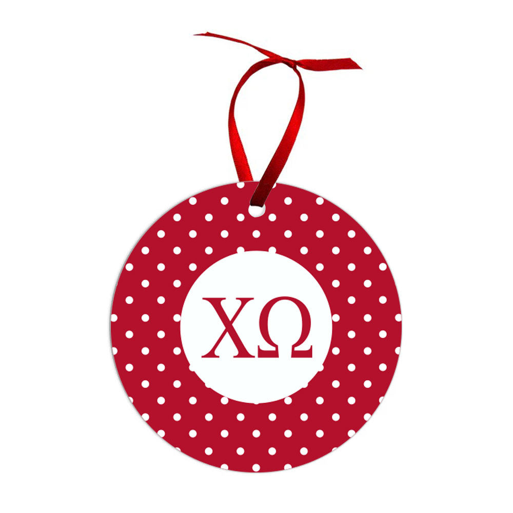 Chi Omega Polka Dots Christmas Ornaments Chi Omega Polka Dots Christmas Ornaments