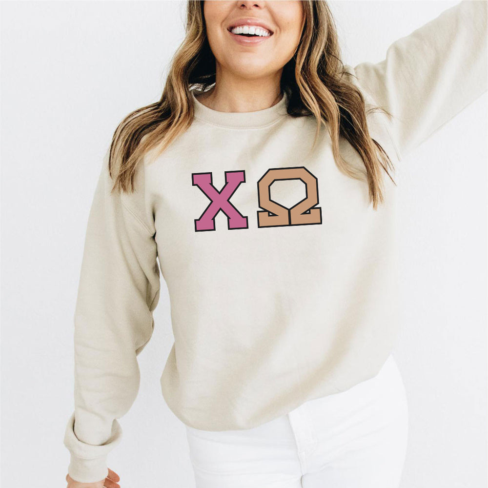 Chi Omega Pastel Greek Crewneck Sweatshirt Chi Omega Pastel Greek Crewneck Sweatshirt