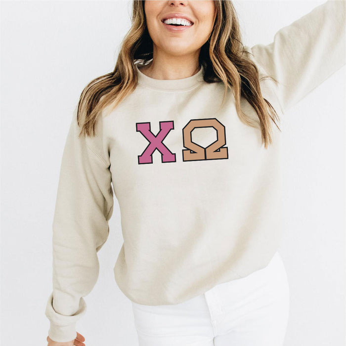 Chi Omega Pastel Greek Crewneck Sweatshirt Chi Omega Pastel Greek Crewneck Sweatshirt