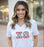 Discount Chi Omega Lettered V Neck Tee DISCOUNT-Chi Omega Lettered V-Neck Tee