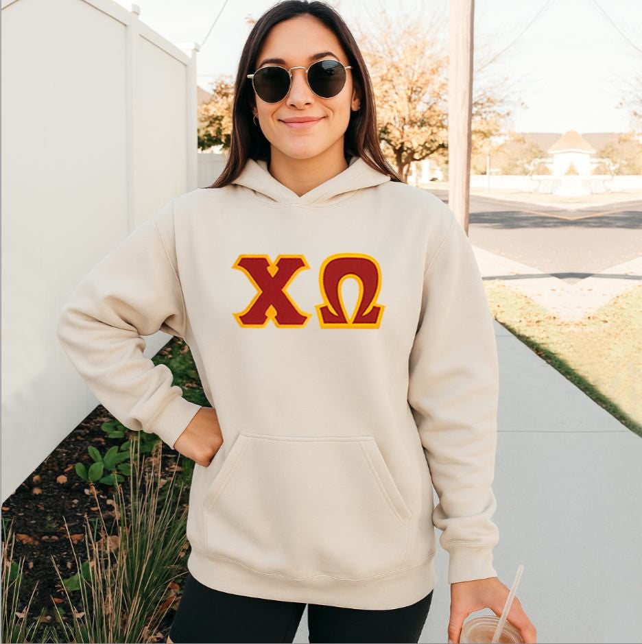 Chi Omega 2 Day Ship Twill Hooded Sweatshirt Chi Omega - 2 Day Ship Twill Hooded Sweatshirt
