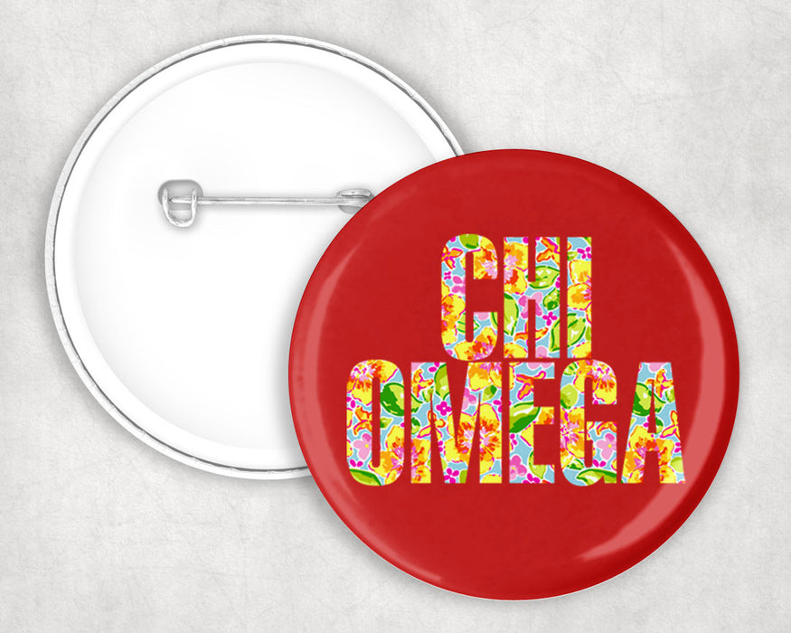 Chi Omega Floral Pin Buttons Chi Omega Floral Pin Buttons