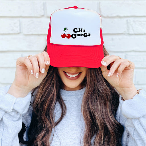 Chi Omega Chi Omega Cherry Trucker Caps