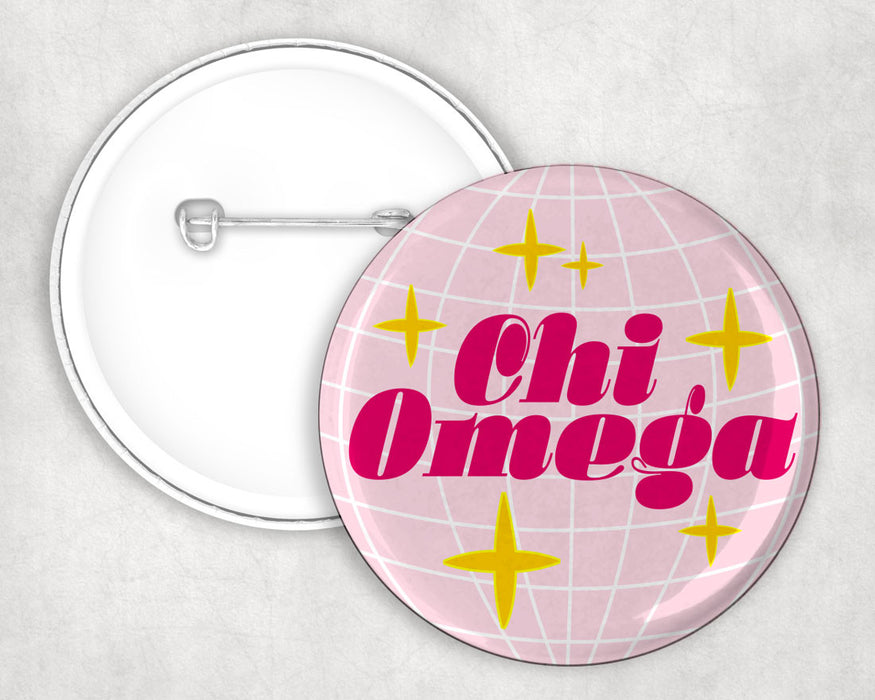 Chi Omega Disco Pin Buttons Chi Omega Disco Pin Buttons