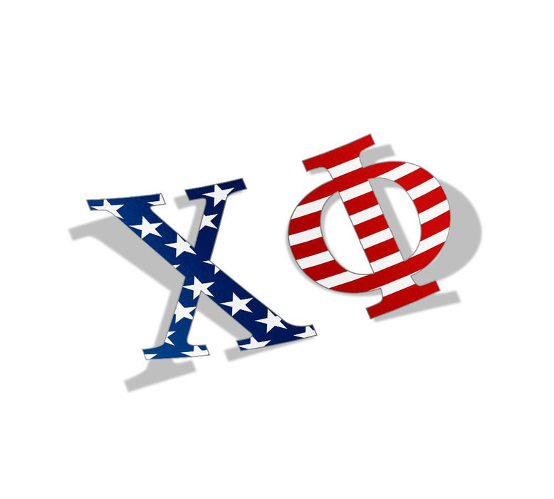 Chi Phi American Flag Greek Letter Sticker 2.5" Tall Chi Phi American Flag Greek Letter Sticker - 2.5