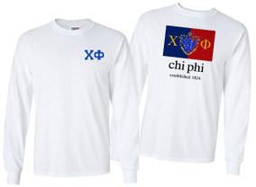 Greekgear Chi Phi Flag Long Sleeve T Shirt Chi Phi Flag Long Sleeve T-Shirt