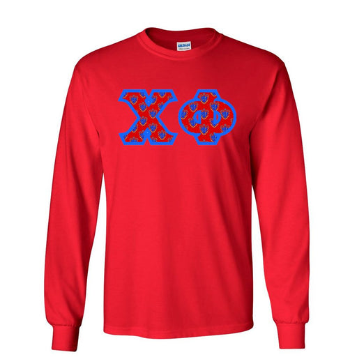 Chi Phi Chi Phi Fraternity Crest - Shield Twill Letter Longsleeve Tee