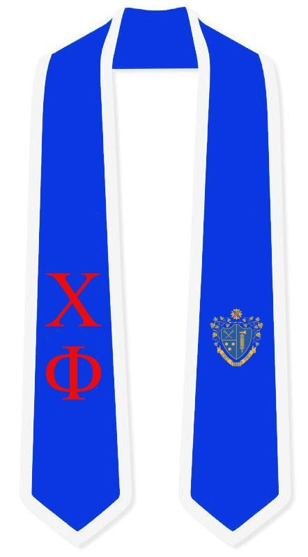 Discount Chi Phi Greek 2 Tone Lettered Graduation Sash Stole DISCOUNT-Chi Phi Greek 2 Tone Lettered Graduation Sash Stole