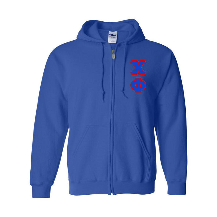 Chi Phi Heavy Full Zip Hoodie 3" Letters Chi Phi Heavy Full Zip Hoodie - 3