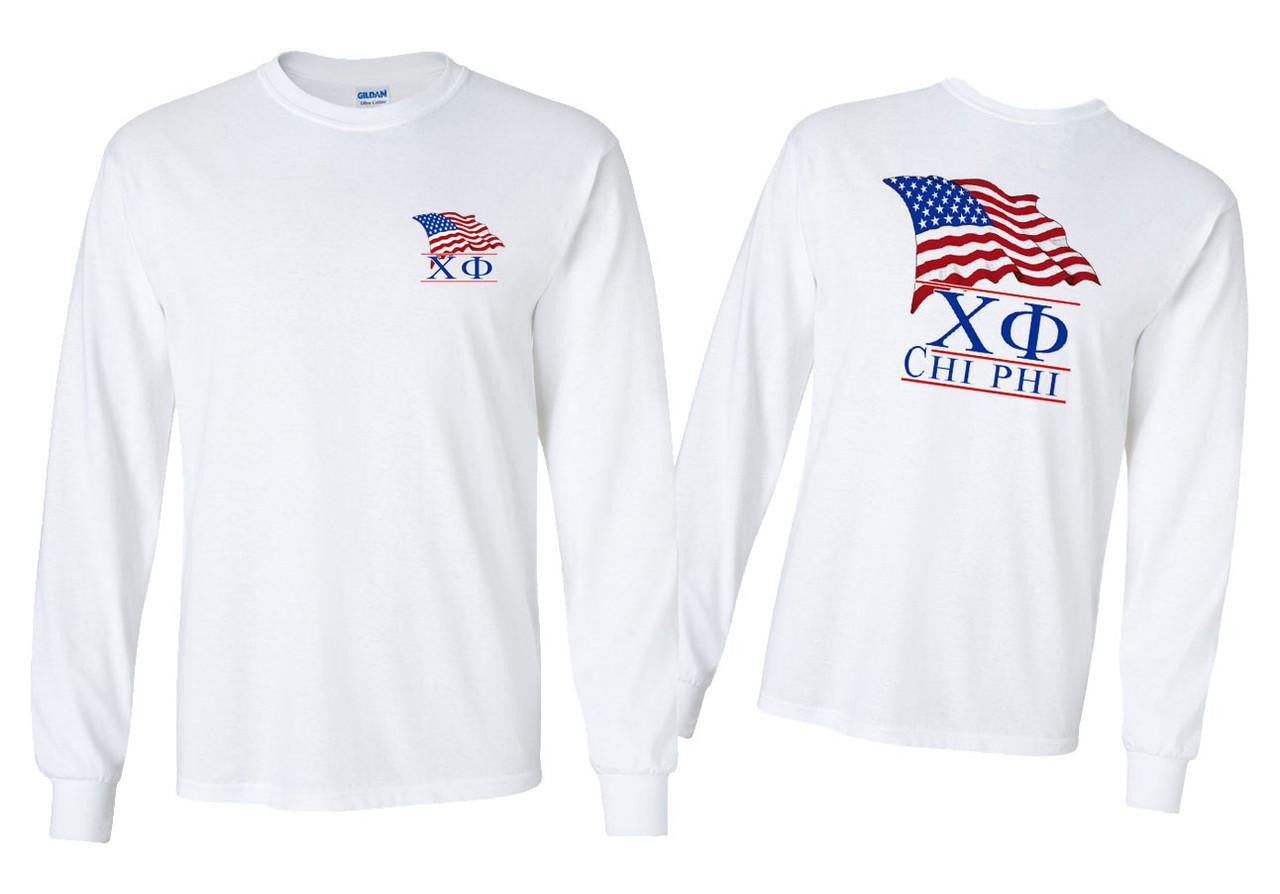 Greekgear Chi Phi Patriot Long Sleeve T Shirts Chi Phi Patriot Long Sleeve T-Shirts