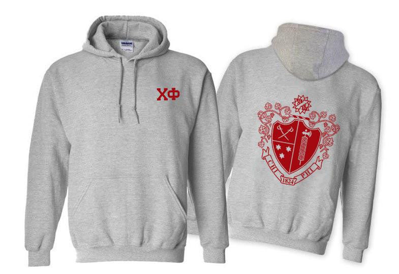 Printify Chi Phi World Famous Crest Shield Hooded Sweatshirt Chi Phi World Famous Crest - Shield Hooded Sweatshirt