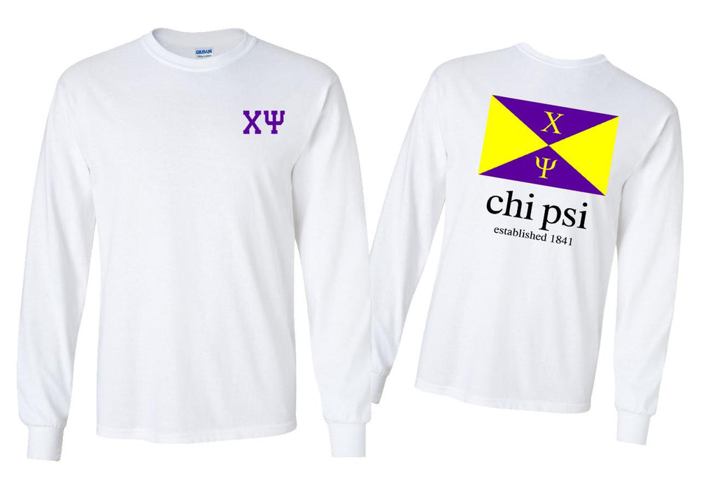 Greekgear Chi Psi Flag Long Sleeve T Shirt Chi Psi Flag Long Sleeve T-Shirt