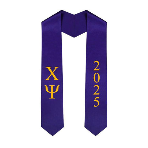 Chi Psi Greek Lettered Graduation Sash Stole With Year - Best Value