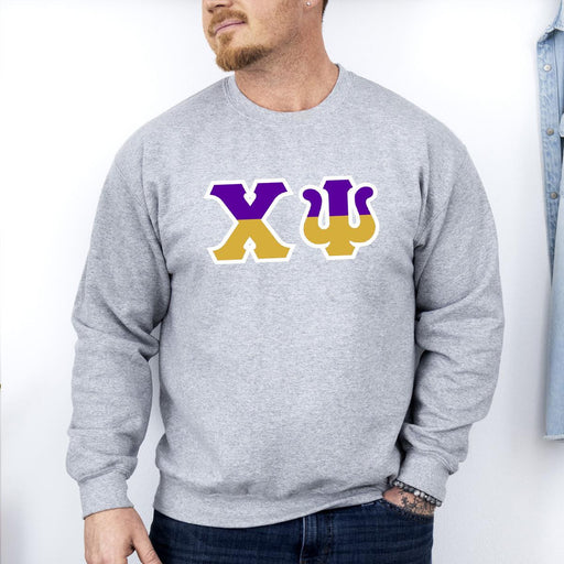 Chi Psi Chi Psi Two Toned Greek Lettered Crewneck Sweatshirts