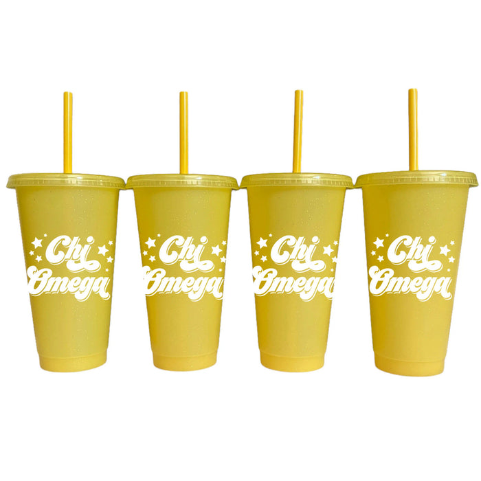 Chi Omega Glitter Color Changing Cup 4 Pack Chi Omega Glitter Color Changing Cup 4-Pack