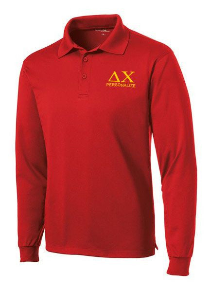Delta Chi $35 World Famous Long Sleeve Dry Fit Polo Delta Chi-World Famous Long Sleeve Dry Fit Polo