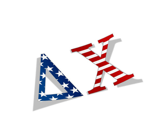 Delta Chi Delta Chi American Flag Greek Letter Sticker - 2.5