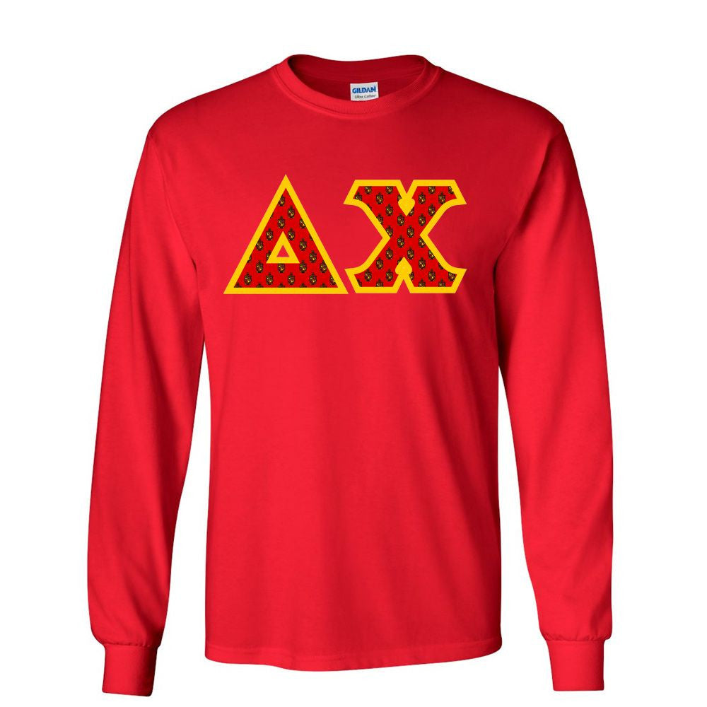 Delta Chi Fraternity Crest Shield Twill Letter Longsleeve Tee Delta Chi Fraternity Crest - Shield Twill Letter Longsleeve Tee
