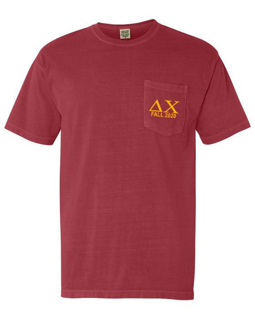 Delta Chi Greek Letter Comfort Colors Pocket Tee