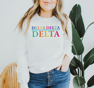 Delta Delta Delta Colors Upon Colors Crewneck Sweatshirt Delta Delta Delta Colors Upon Colors Crewneck Sweatshirt