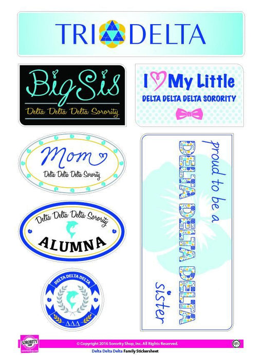 Delta Delta Delta Family Sticker Sheet