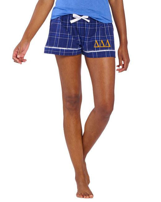 Delta Delta Delta Flannel Plaid Short Pj's Delta Delta Delta Flannel Plaid Short- PJ's