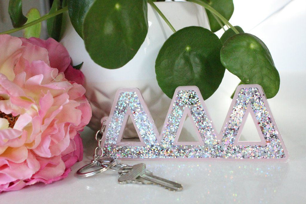 Delta Delta Delta Glitter Keychain Delta Delta Delta Glitter Keychain