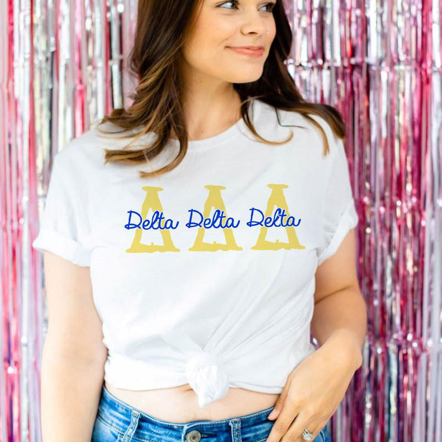 Printify Delta Delta Delta Greek Type Cotton Tee Delta Delta Delta Greek Type Cotton Tee