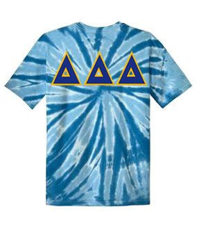 Delta Delta Delta DISCOUNT-Delta Delta Delta Lettered Tie-Dye t-shirts