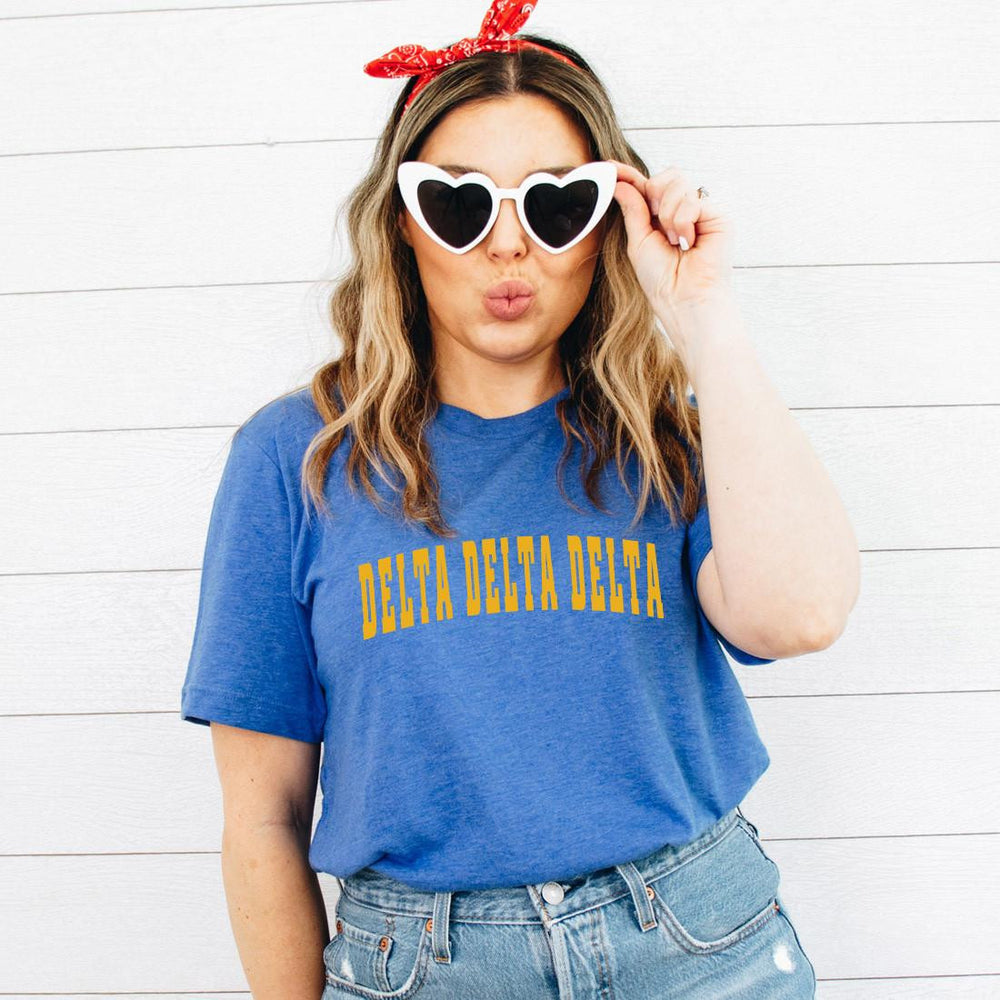 Delta Delta Delta Letterman T Shirt Delta Delta Delta Letterman T-Shirt