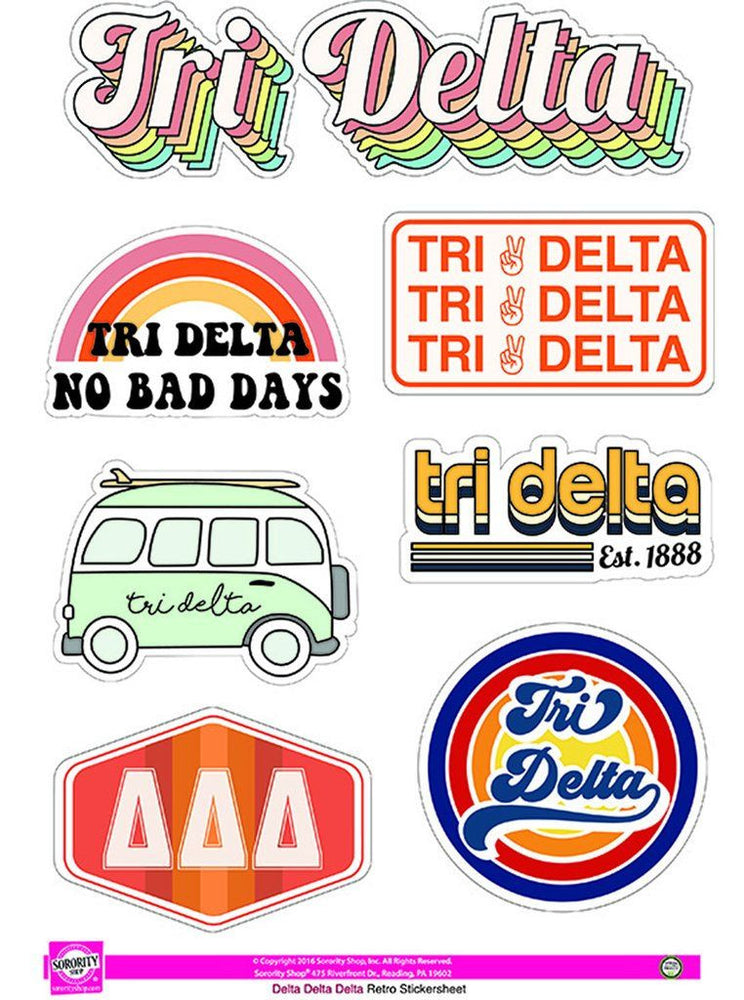 Delta Delta Delta Retro Sticker Sheet Delta Delta Delta Retro Sticker Sheet
