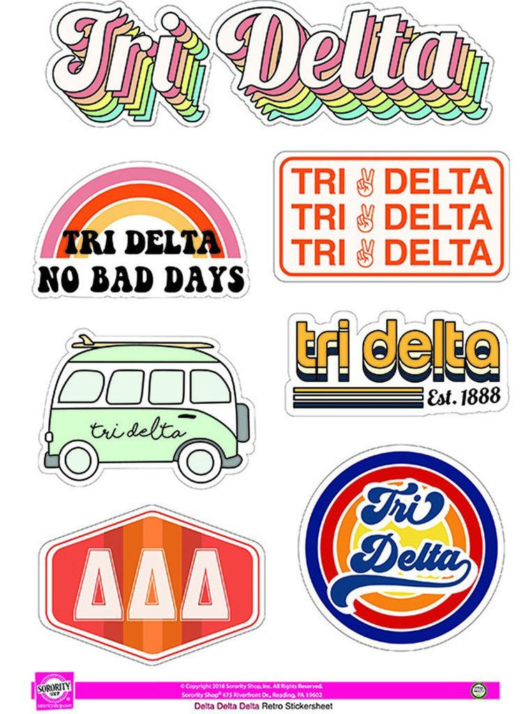 Delta Delta Delta Delta Delta Delta Retro Sticker Sheet — GreekU