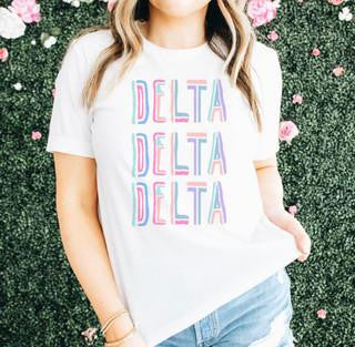 Printify Delta Delta Delta Tinsel Tees Delta Delta Delta Tinsel Tees