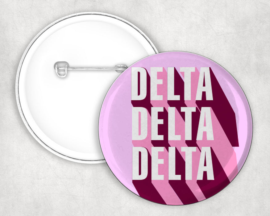 Delta Delta Delta 3d Button Pin Buttons Delta Delta Delta 3D Button Pin Buttons