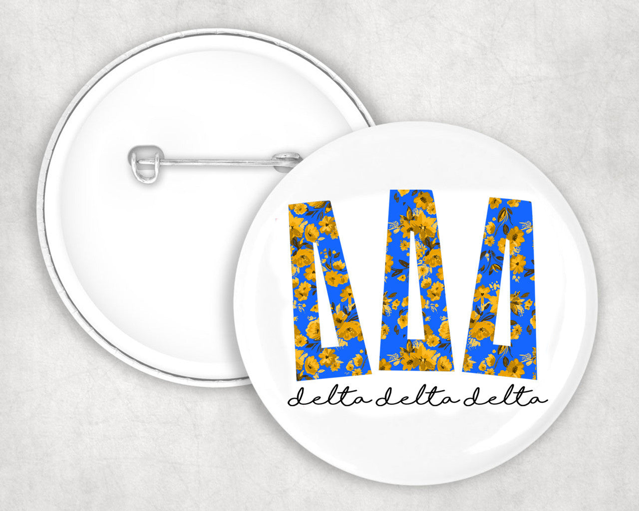 Delta Delta Delta Big Floral Pin Buttons Delta Delta Delta Big Floral Pin Buttons