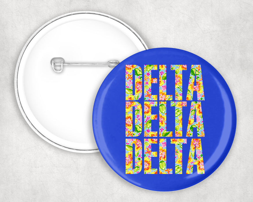 Delta Delta Delta Floral Pin Buttons Delta Delta Delta Floral Pin Buttons