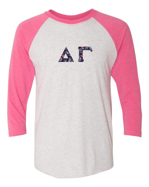 Delta Gamma Delta Gamma Unisex Tri-Blend Three-Quarter Sleeve Baseball Raglan Tee