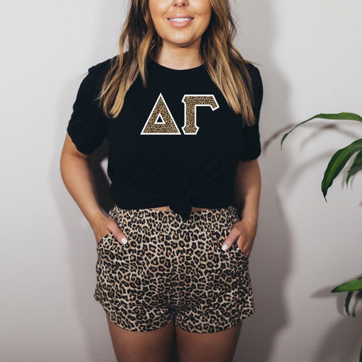 Delta Gamma Delta Gamma Cheetah Print Lettered Tee