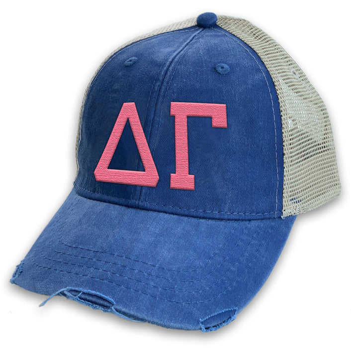 Delta Gamma Distressed Trucker Hat Delta Gamma Distressed Trucker Hat