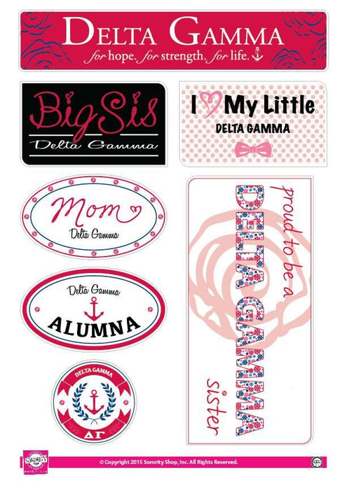 Delta Gamma Family Sticker Sheet Delta Gamma Family Sticker Sheet