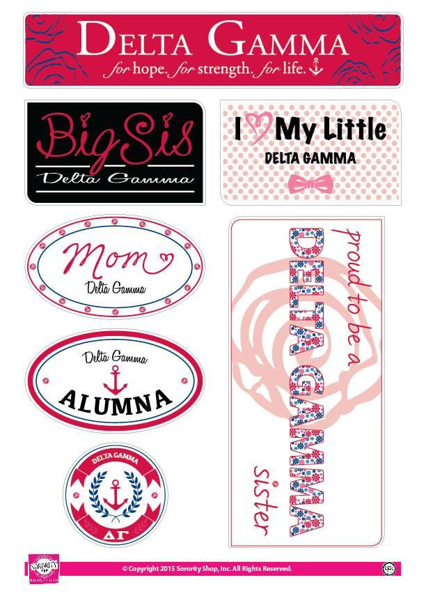 Delta Gamma Family Sticker Sheet Delta Gamma Family Sticker Sheet
