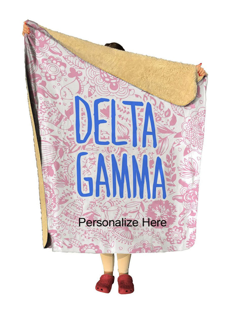 Delta Gamma Floral Sherpa Lap Blanket Delta Gamma Floral Sherpa Lap Blanket