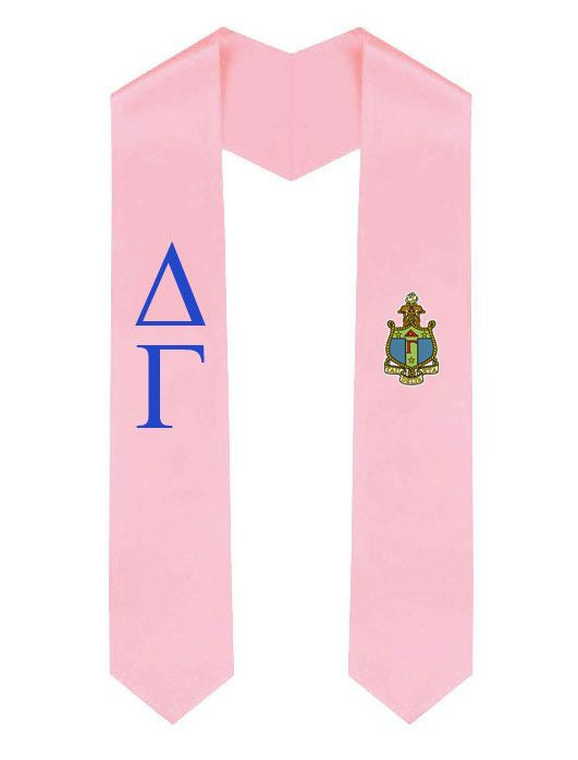 Delta Gamma Greek Lettered Graduation Sash Stole With Crest Delta Gamma Greek Lettered Graduation Sash Stole With Crest